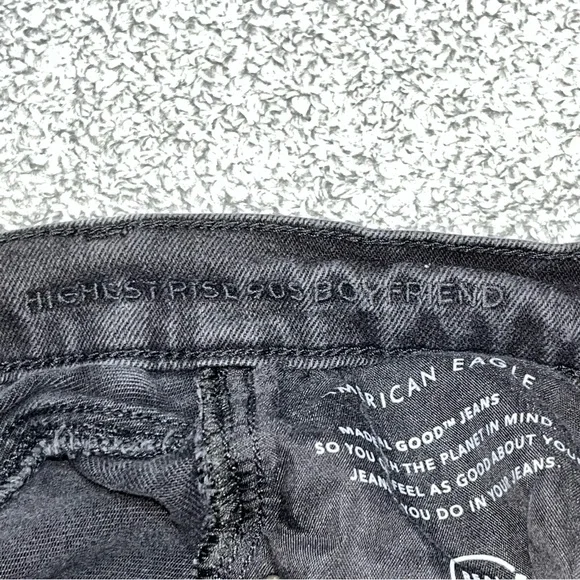 American Eagle Highest Rise 90s Boyfriend Distressed Black Jeans Womens Size 10 - Picture 5 of 11
